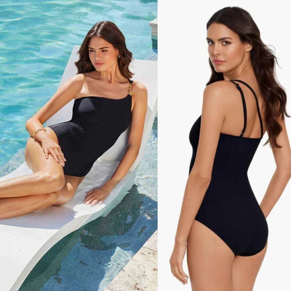 New! MagicSuit Black Hyper Link Charlize One Piece Swimsuit 35146